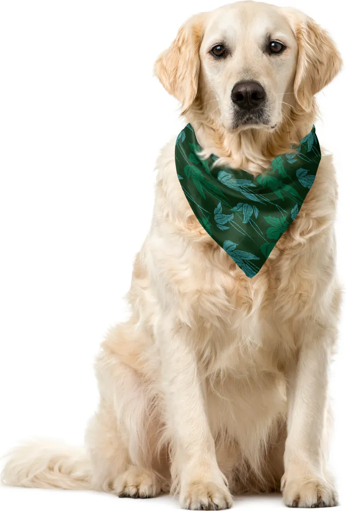 ABAKUHAUS Bandana Cane Blu Smeraldo Foglie Tropicali 55x55 cm Offerta
