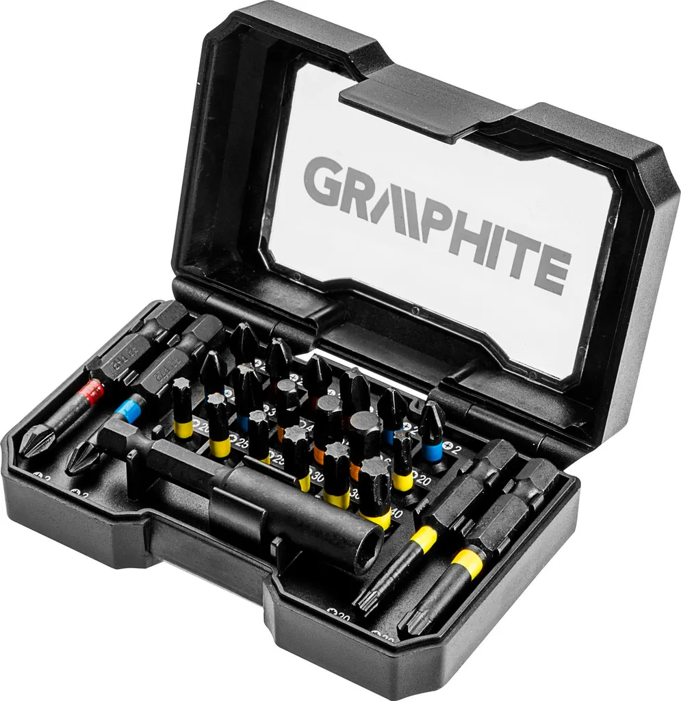 Kit d'embouts de vissage GRAPHITE 23 pièces pour montage meubles et bois