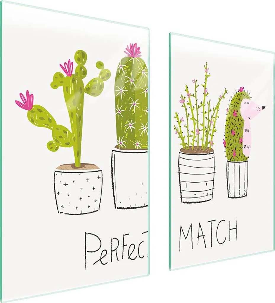 Copri Piano Cottura Vetro Design Cactus 75x52 - Elegante e Bianco
