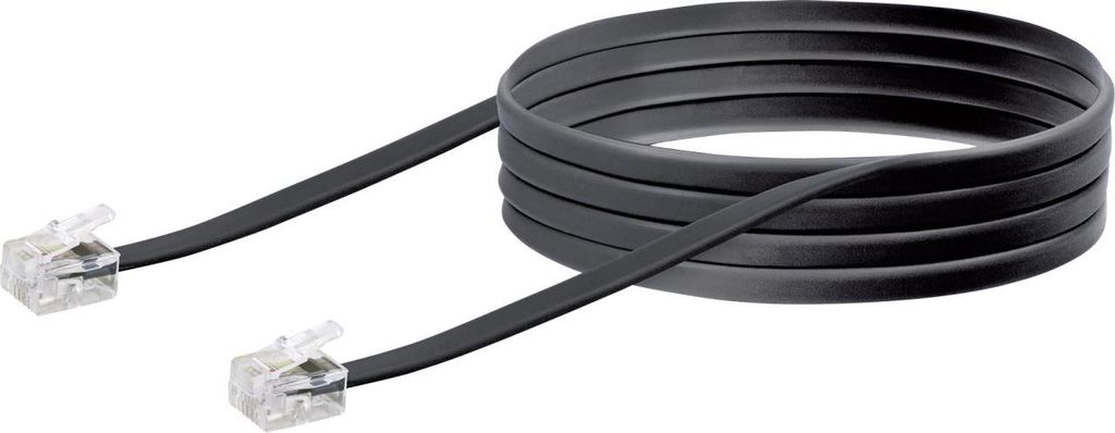 Schwaiger TAE Kabel RJ11 -> RJ11 6P4C 6m schwarz flach