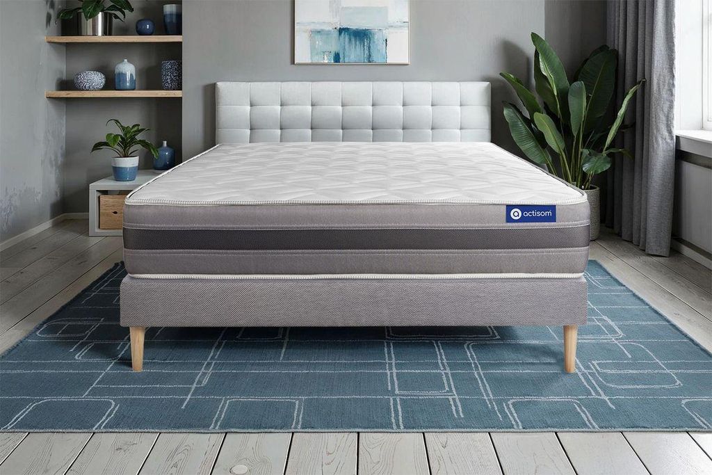 Actiflex relax matratze 150x190cm + Bettgestell mit lattenrost - Dicke : 24cm - Taschenfederkern und Memory-schaum - H3