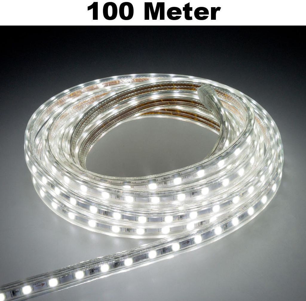 Leuchtstreifen SMD2835 60 LED/Meter LED Strip Stripe Lichtleiste Lichterkette Lichtband Lichtstreifen Band Weiß 100 Meter Länge Komplett Set