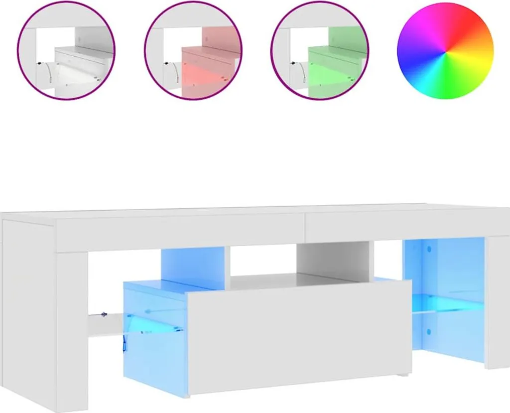 Mobile TV con luci LED bianco lucido 120x35x40 cm