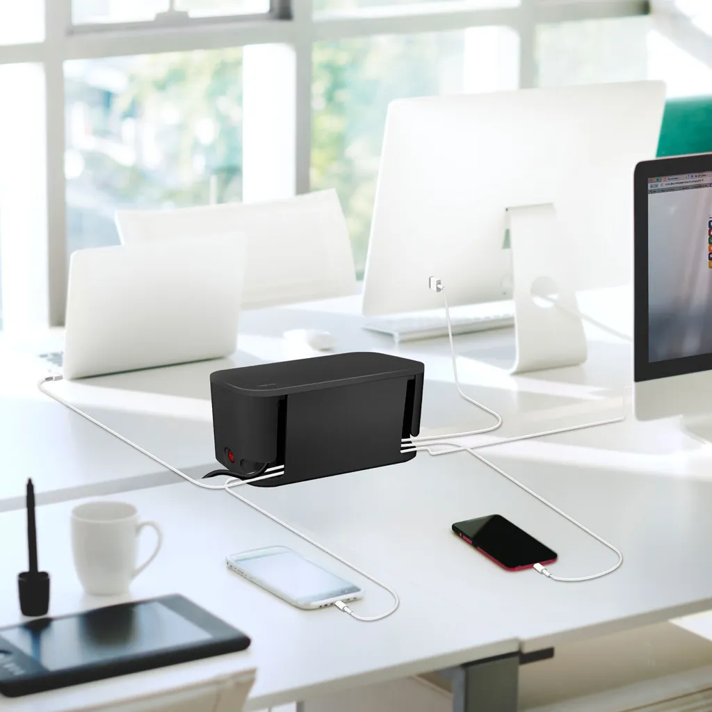 Cache-câbles électrique noir avec station de recharge USB rapide intégrée - 6