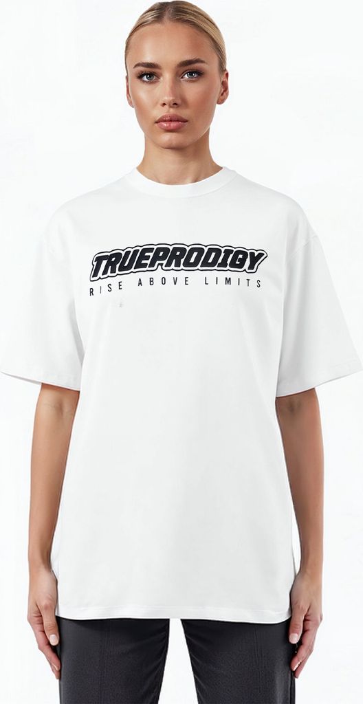 Toni F Damen Oversize-Shirt Logoprint Rundhals dicker Stoff Rundhals