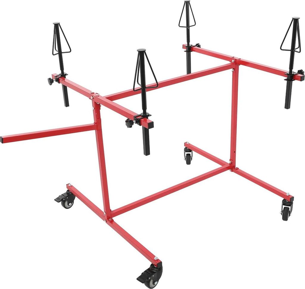 Felgenbaum Lackierständer - Felgen-Trockengestell - 100 kg Tragkraft - 4 Lenkrollen - 4 Kegel höhenverstellbar 15 cm - Verzinkter Stahl - Rot
