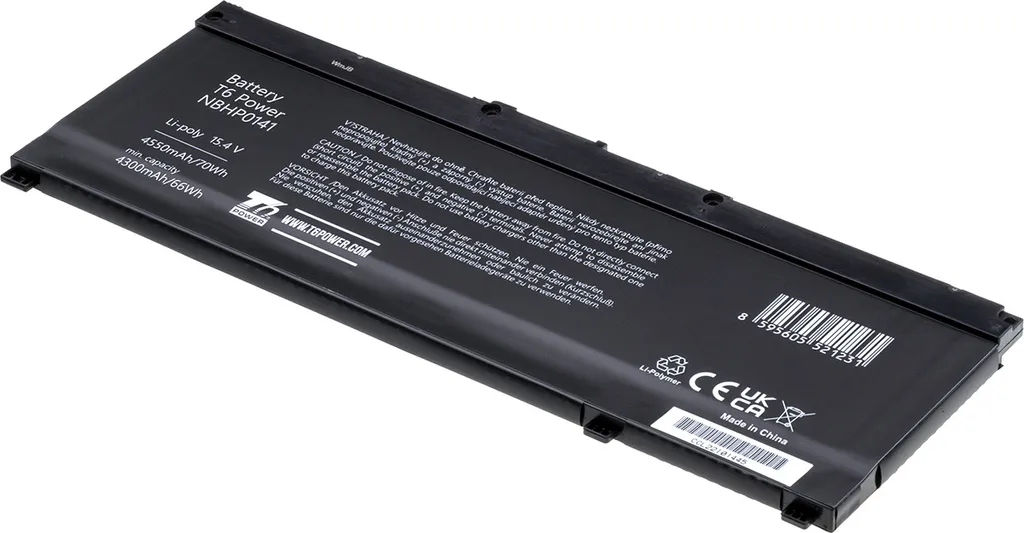 Batteria T6 Power per laptop Hewlett Packard, numero di parte 917678-171, Li-Poly, 15,4 V, 4550 mAh (70 Wh), nero