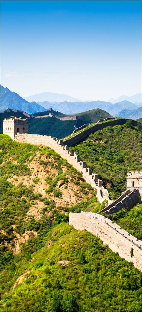 Türtapete Türposter Die Chinesische Mauer - Wahrzeichen in China im Sommer - Größe: 93 x 205 cm