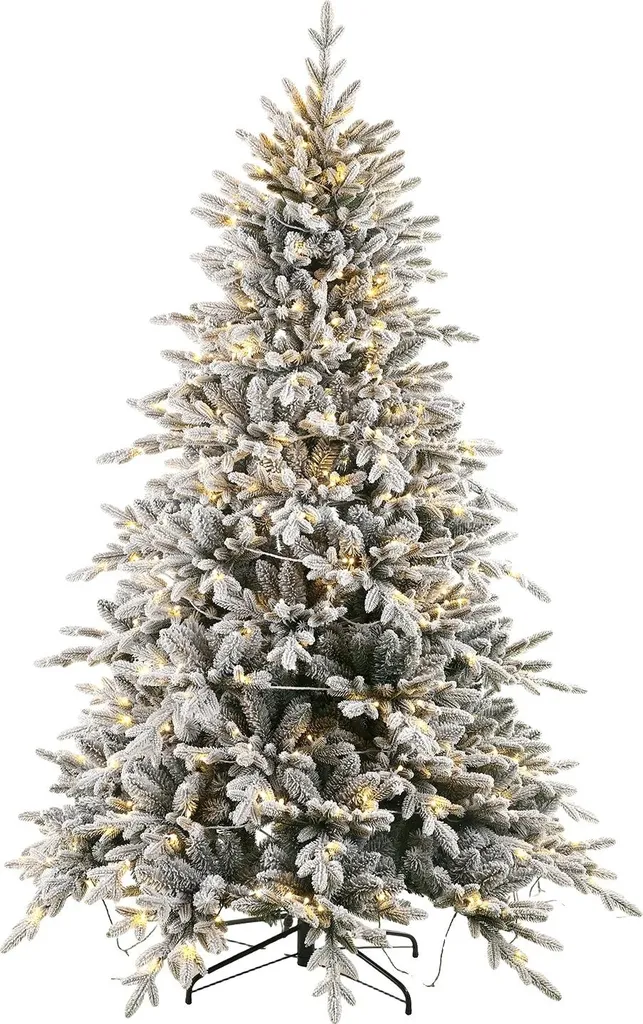 Sapin de Noël Artificiel 180 cm avec 280 LED et Effet Enneigé Blanc