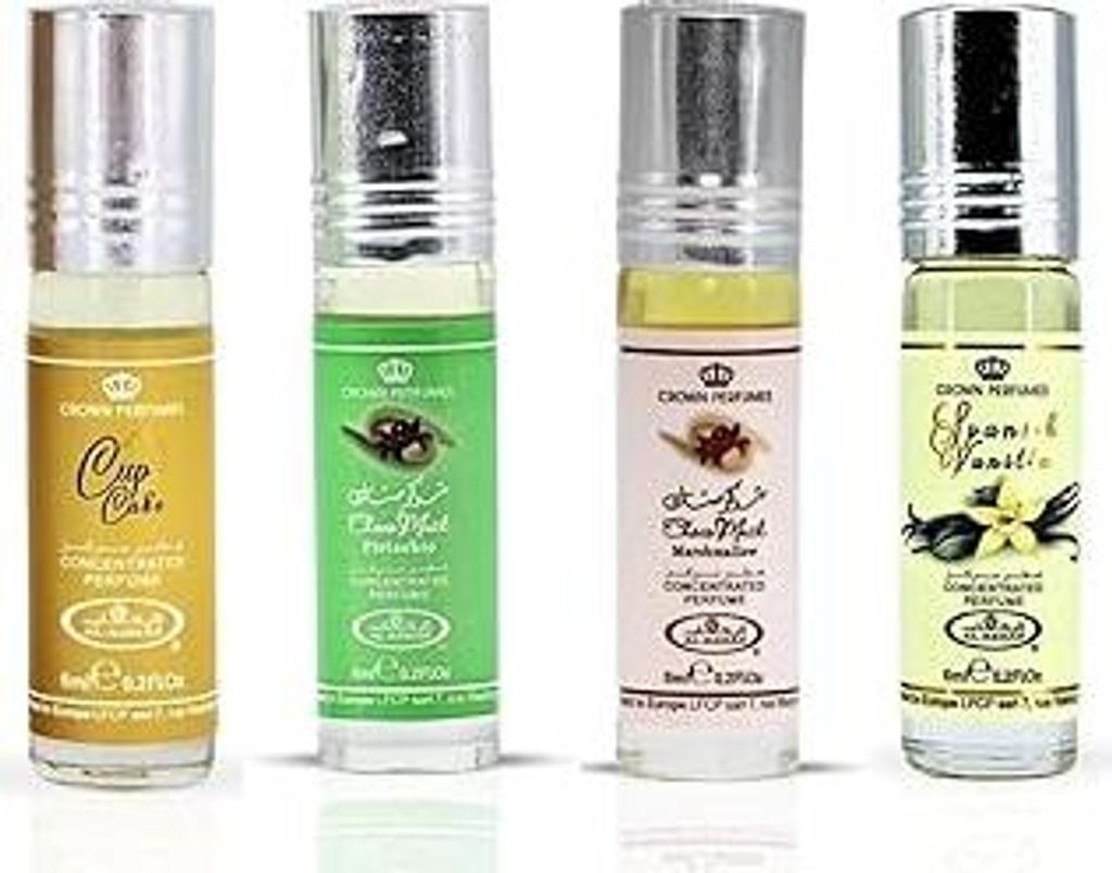 Ayat Perfumes - Set mit 4 Duftölen 6ml – Schoko Moschus Vanille, Pistazie, Marshmallow & Cupcake – Parfüm aus Dubai – Unisex – Langanhaltend