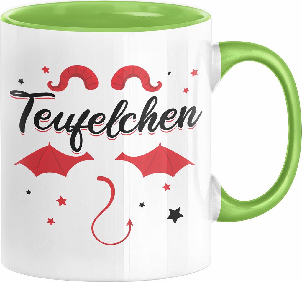 Teufelchen Tasse Geschenk für Frauen Teufel Kaffee-Becher (Grün)