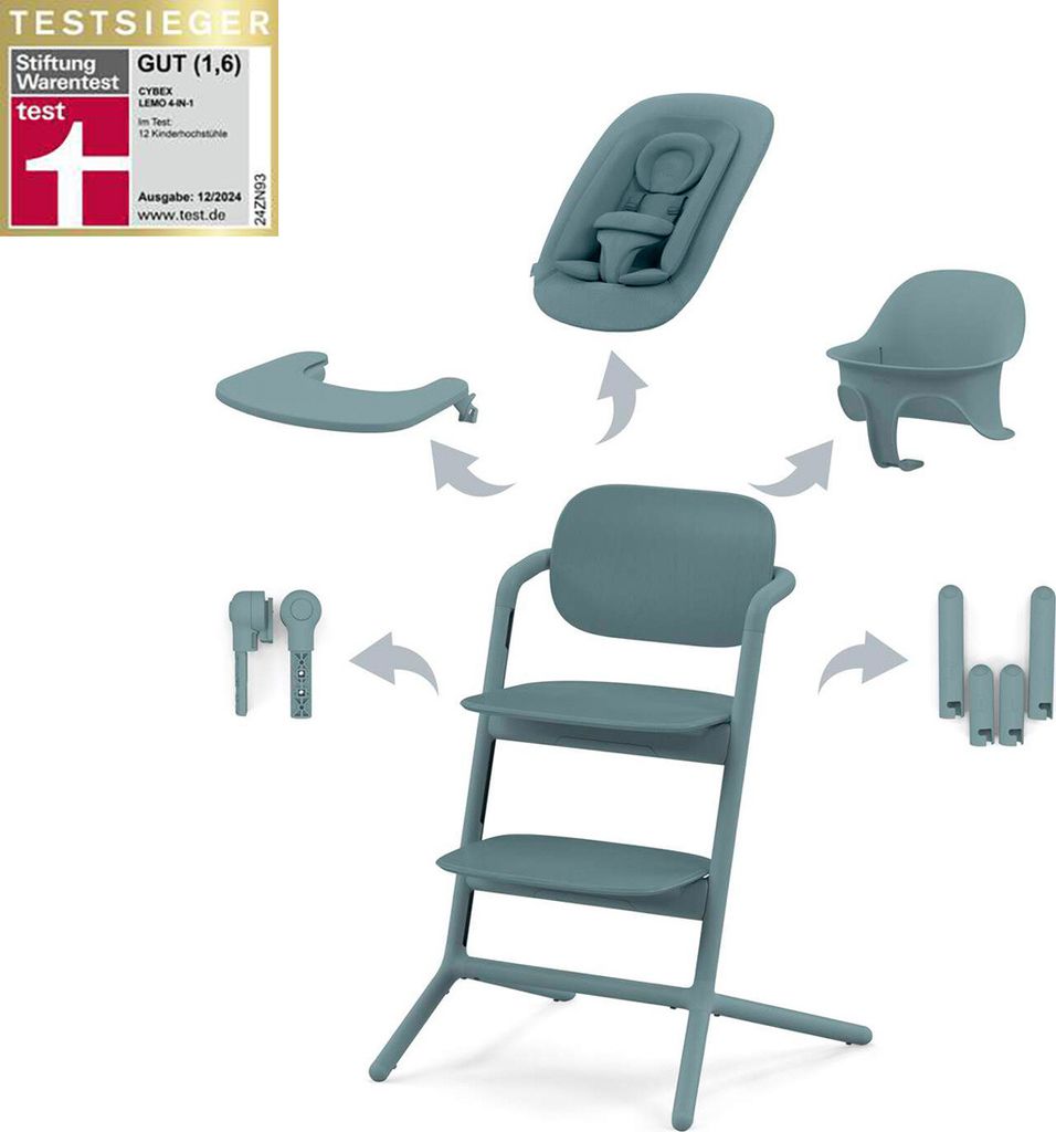 Cybex Lemo Hochstuhl Treppenhochstuhl Babysitz 4in1 Set Stone Blue