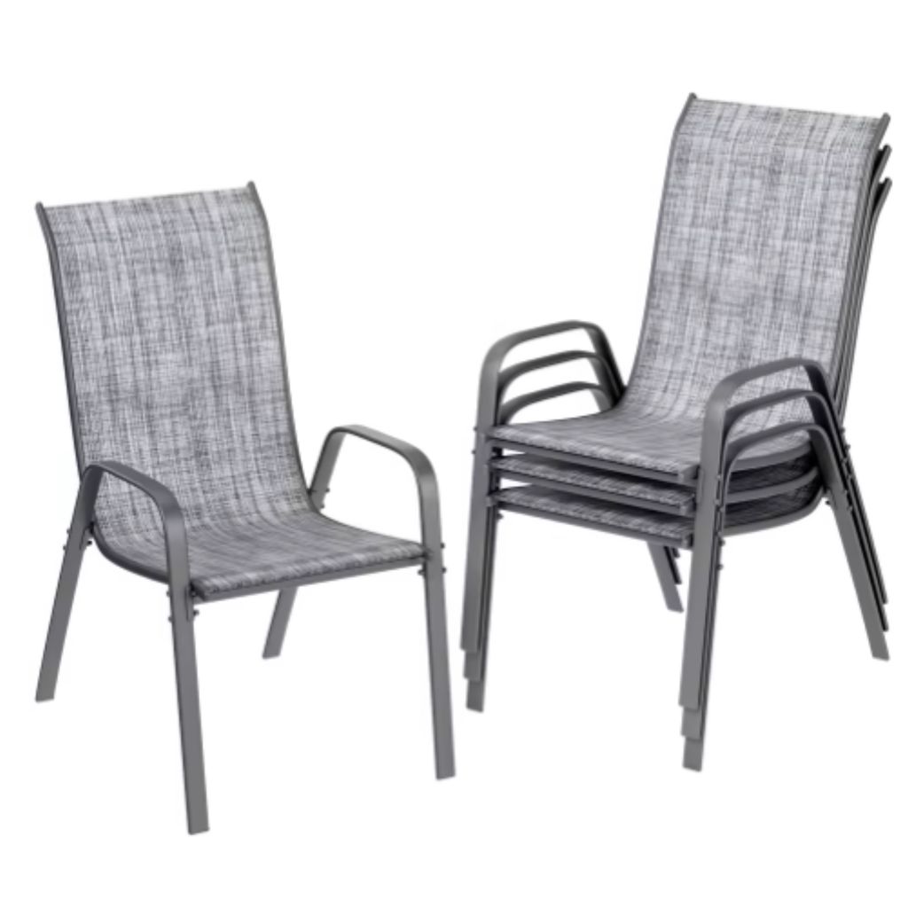 Metall Gartenstuhl-Set – Gartenstühle – Gartentisch-Stühle – Stapelbare Terrassenstühle aus Textilene – 4er-Set, Max. Belastbarkeit 150 ...