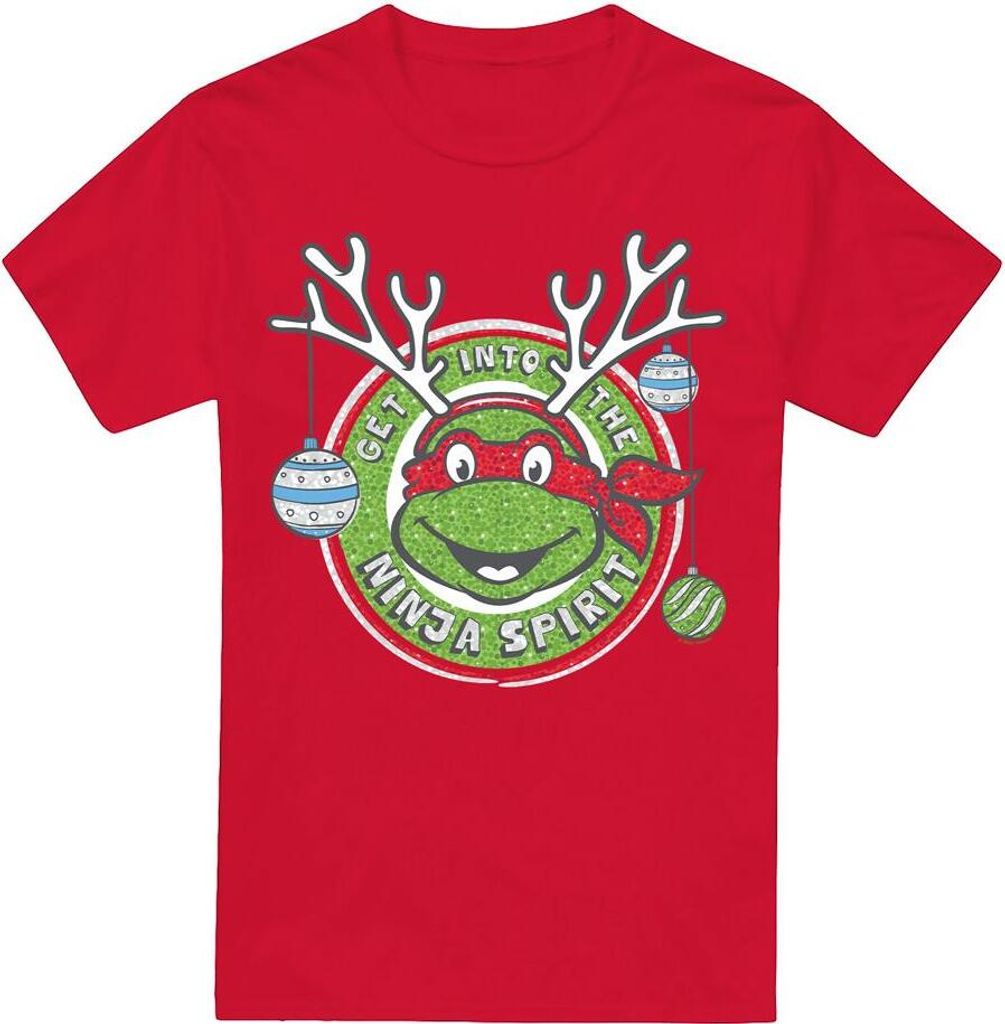 Teenage Mutant Ninja Turtles - "Into The Ninja Spirit" T-Shirt für Herren - weihnachtliches Design TV6347 (S) (Rot)