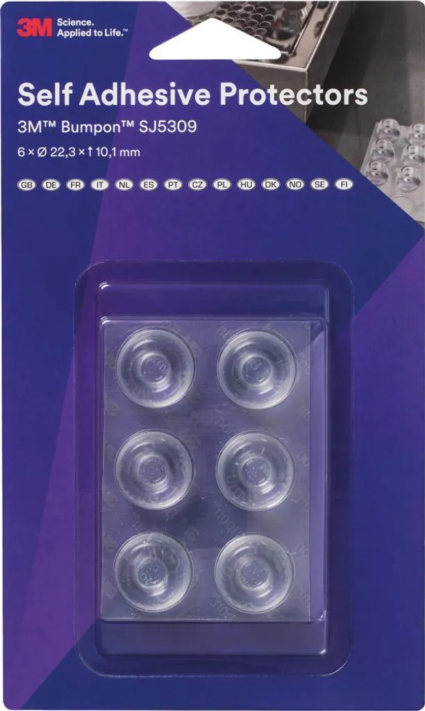 Pieds en caoutchouc transparents 3M Bumpon de 22,3 mm - Pack de 6