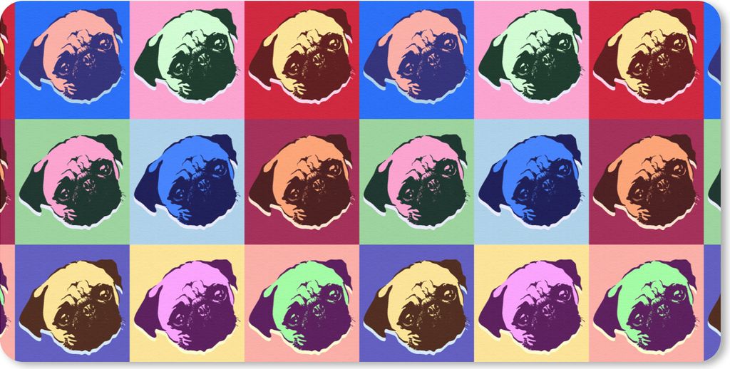 MuchoWow Schreibtischunterlage Muster - Hund - Mops - Jungen - Mädchen - Kinder - Kinder 80x40 cm - XXL Mauspad - Gaming Mauspad