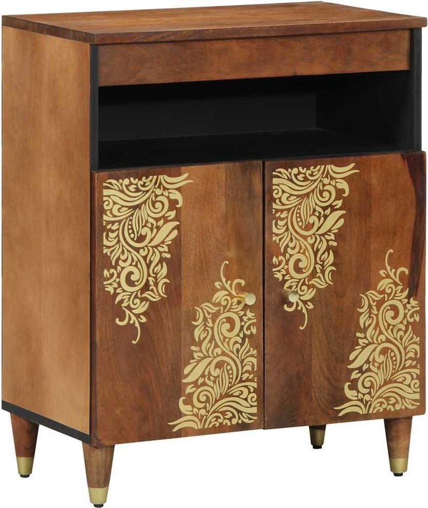 Sideboard mit Regal Braun 60 x 33 x 75 cm Massivholz Mango