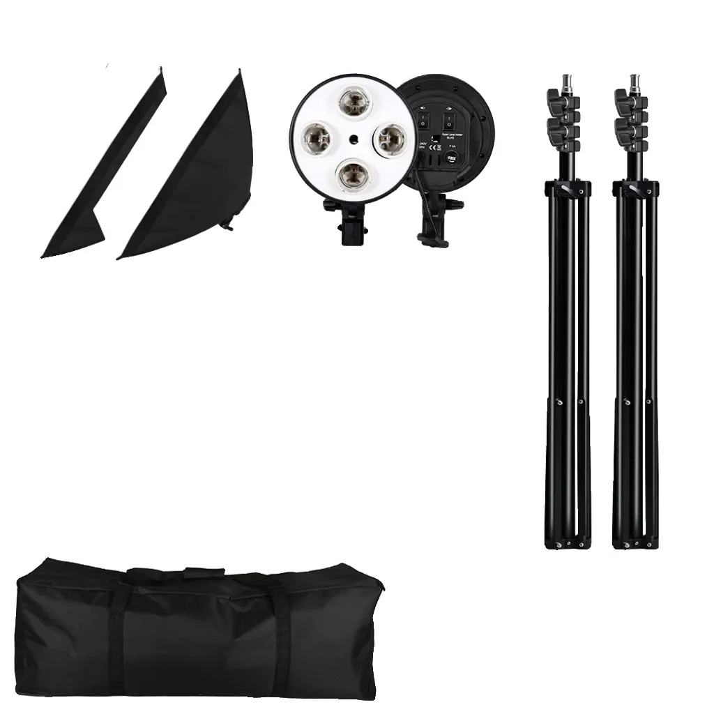 Éclairage Studio Softbox avec 2 Lampes Spirales 45W pour Photo et Vidéo