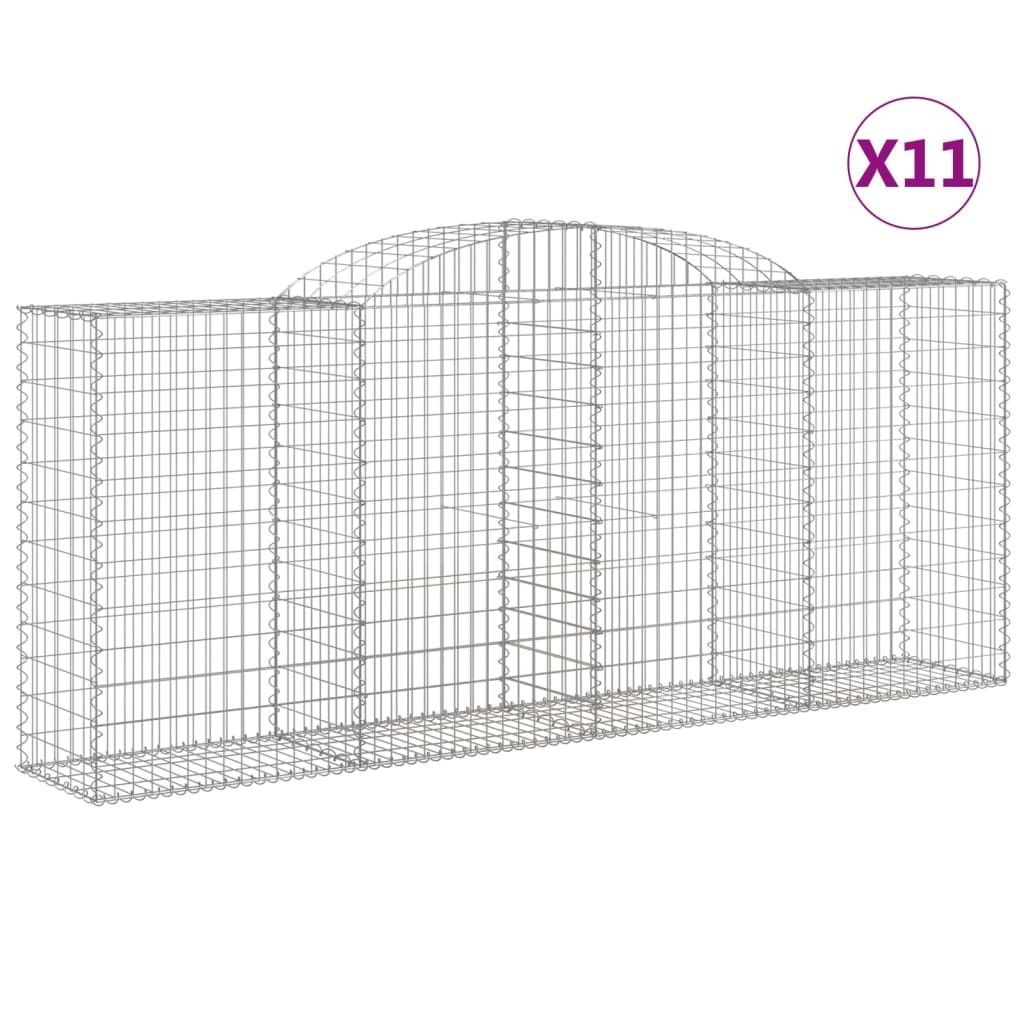 vidaXL Gabionen mit Hochbogen 11 Stk 300x50x120/140cm Verzinktes Eisen