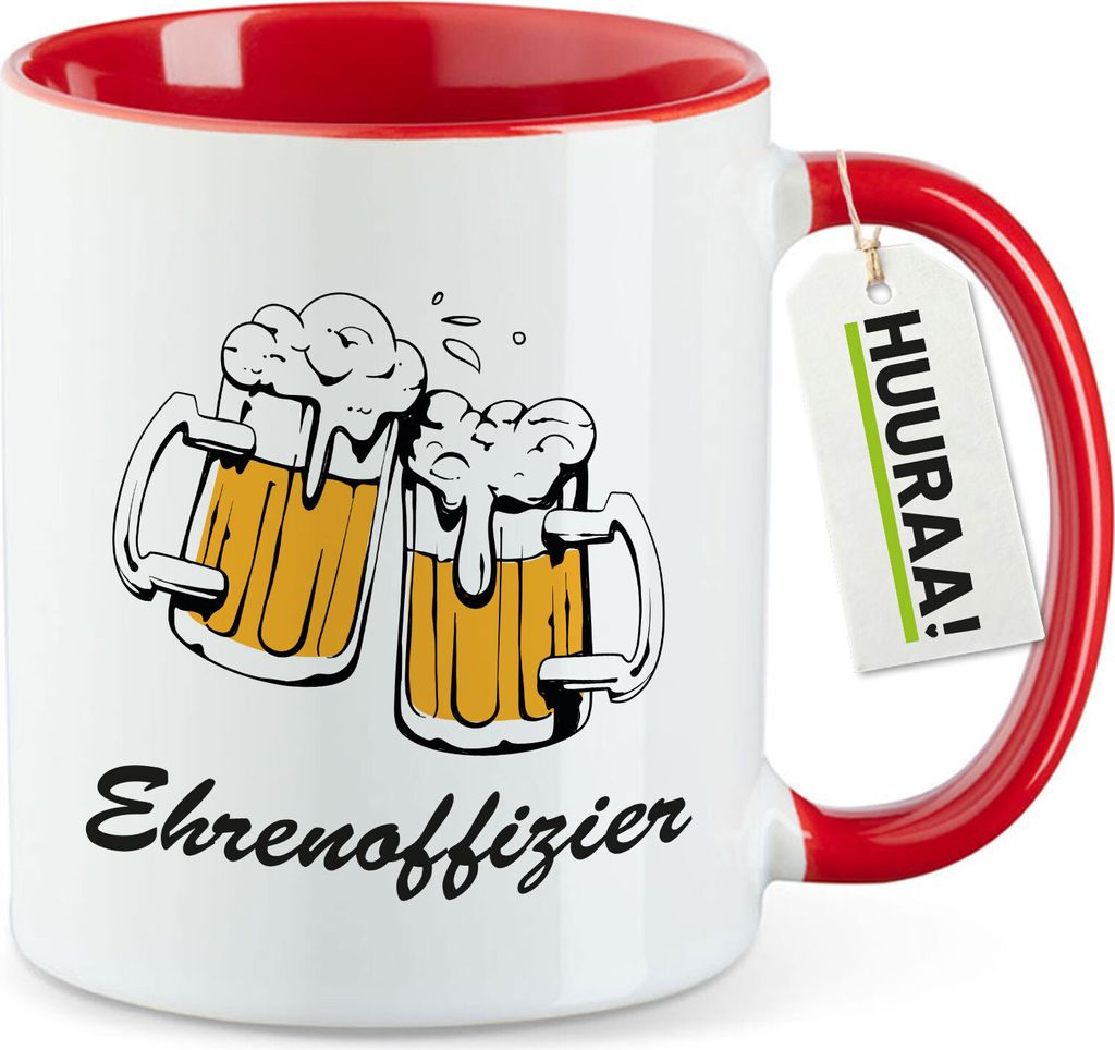 Huuraa Teetasse Ehrenoffizier Schützenfest Geschenk 330ml Rot Ehrenoffizier Präsent