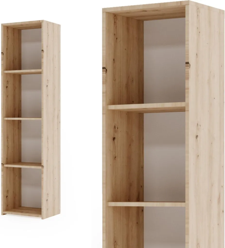 Bibliothèque colonne LONI chêne Artisan 160 cm - Rangement 4 tablettes - 2