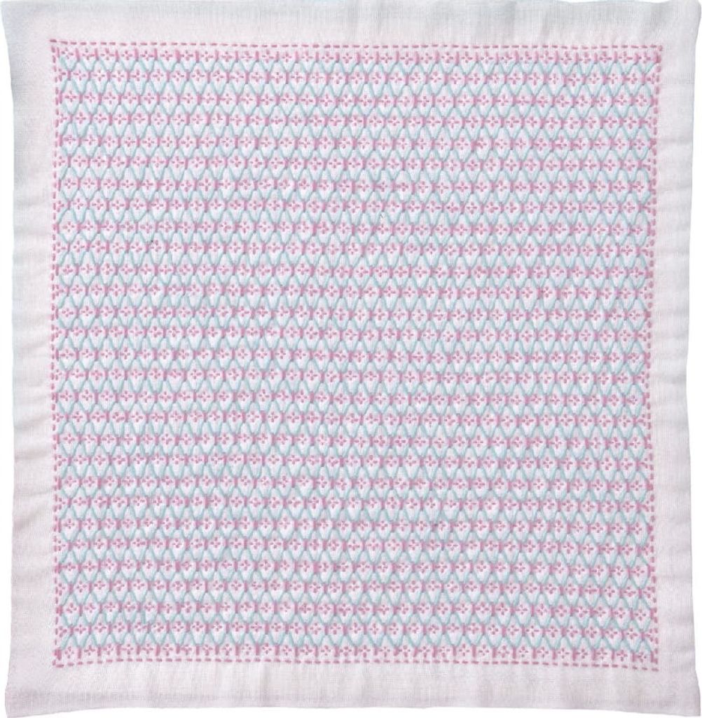 Olympus Kugurizashi Sashiko Stickpackung "Hana Fukin Kikkou Hanazashi", Stoff bedruckt, 34x34cm, Original aus Japan