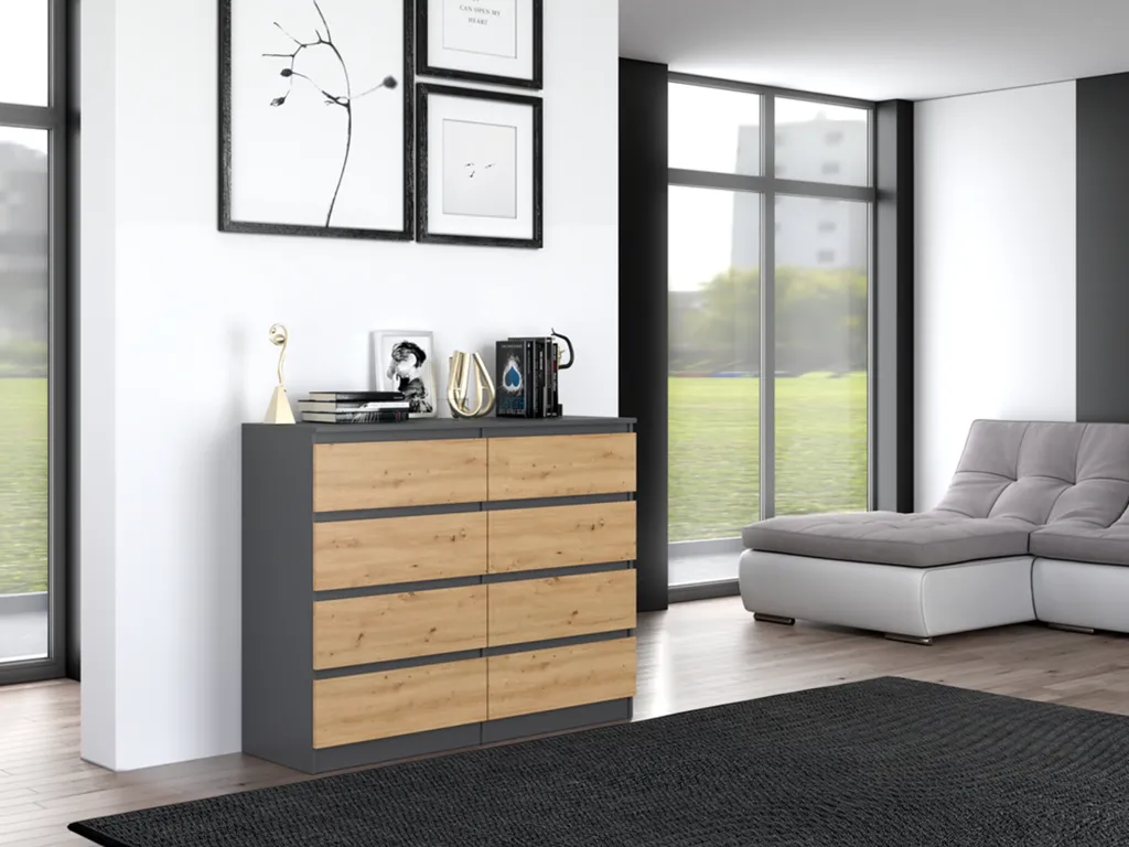 Commode gain de place 8 tiroirs Anthracite Artisan pour chambre rangée - 3