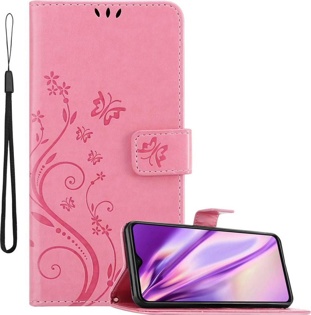 Cadorabo Hülle für Xiaomi RedMi NOTE 8 PRO Schutz Hülle in Rosa Schutzhülle Handy Hülle Etui Case Blumen Flower