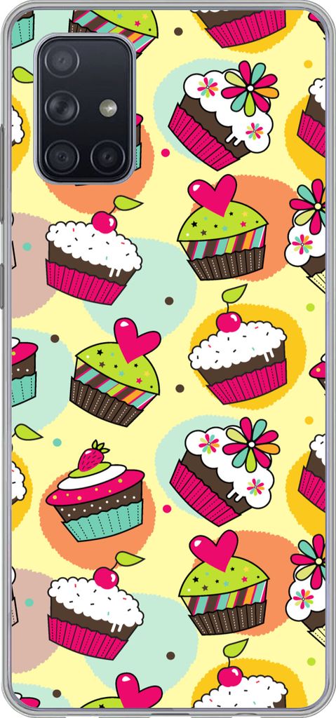 MuchoWow Handyhülle Schutzhülle Hülle für Telefoonhoesje Samsung Galaxy A51 Mädchen - Cupcake - Schnittmuster - Mädchen - Kinder - Baby Sil...