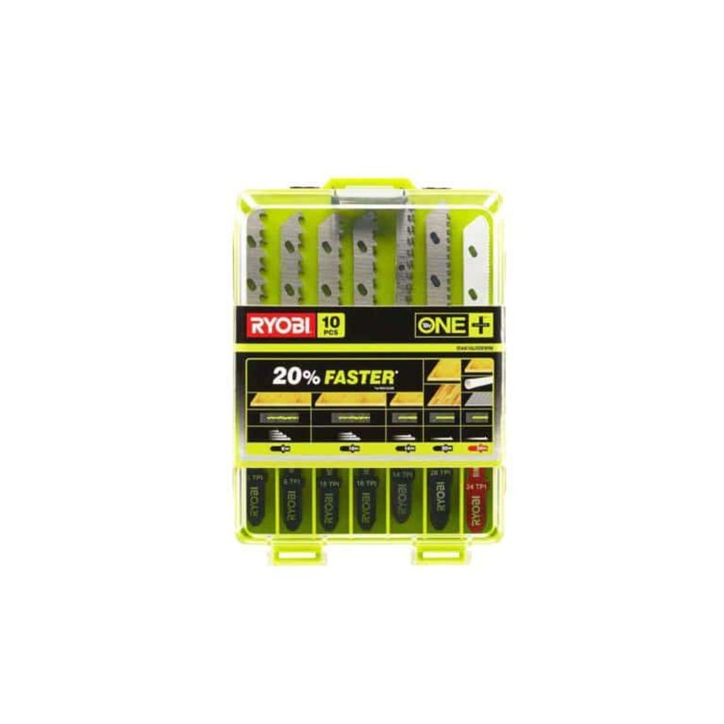 Ryobi Stichsägeblätter RAK10JSBWM Set, für Holz, Metall & Kunststoff, mit Box, 10-teilig