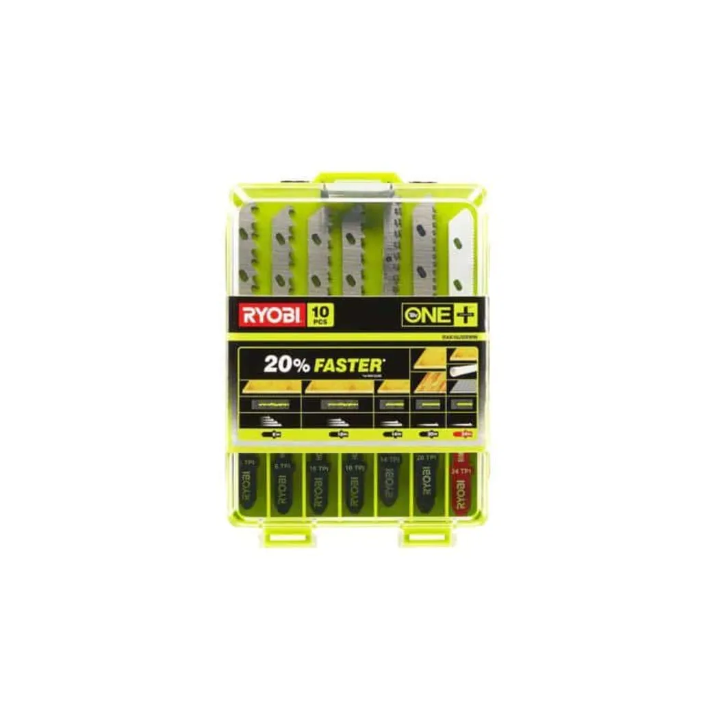 Assortiment de 10 lames pour scie sauteuse Ryobi RAK10JSBWM multi-matériaux