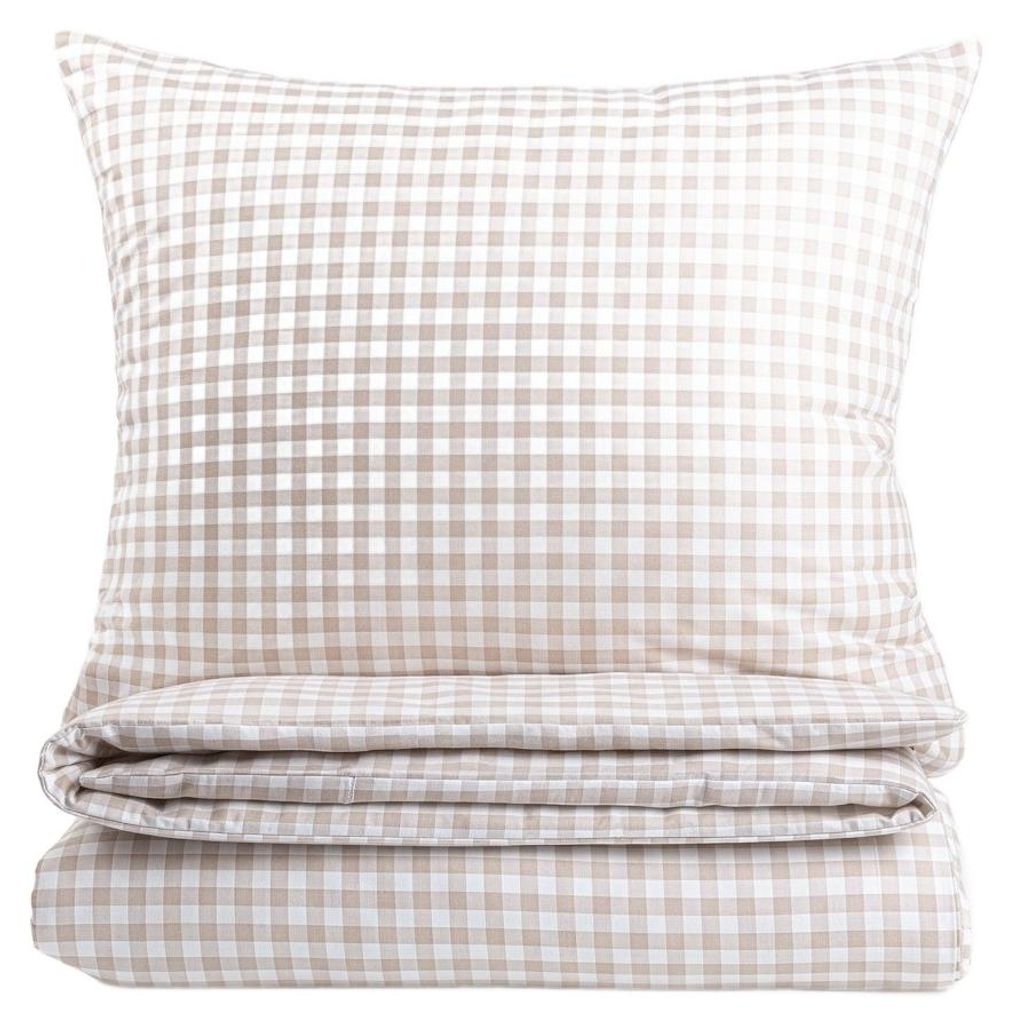 HOMLA Pościel WHISPER bawełniana w beżową kratkę 160x200 + Zdjęcie produktu 