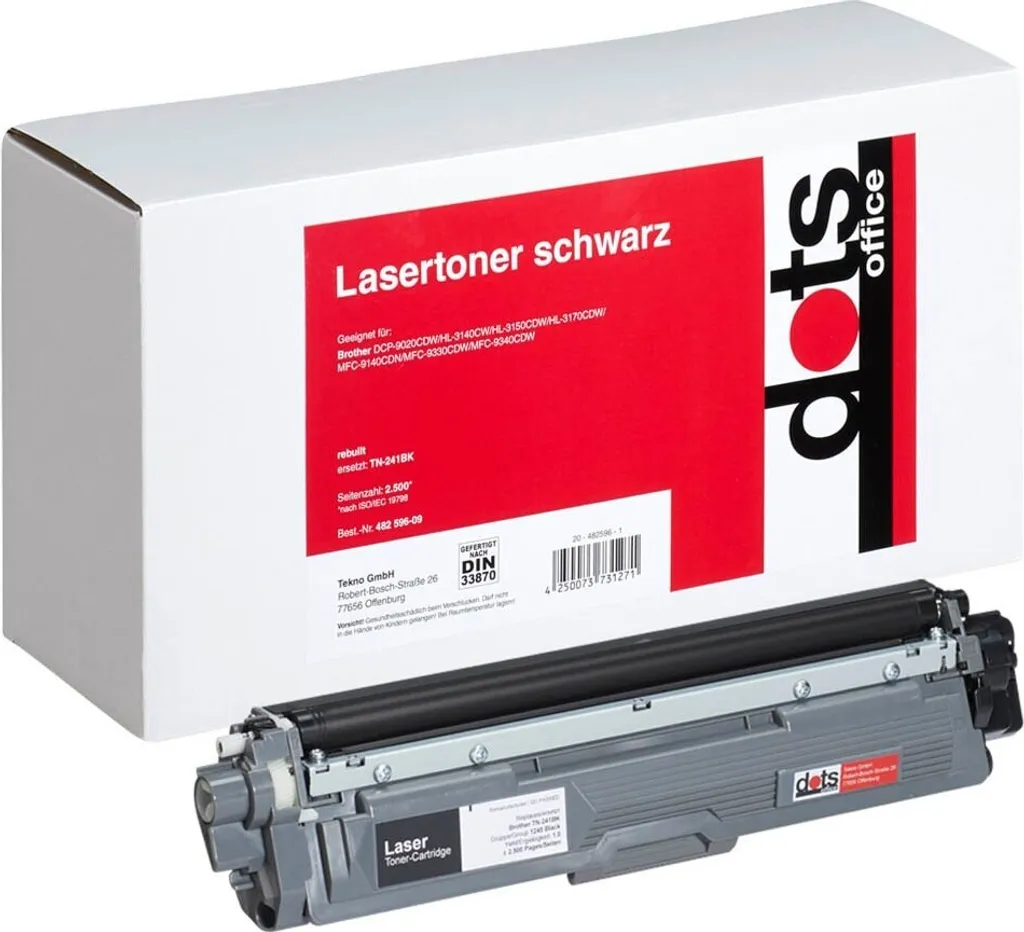 Toner Dots TN-241BK Noir pour Impression de Bureau Fluide et sans Traces