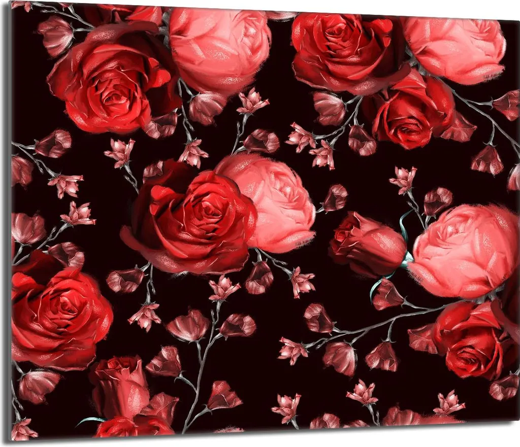 Piastra copripiano cottura 60x52 Piastra copripiano cottura in ceramica alzatina in vetro tagliere decorativo, rose rosse
