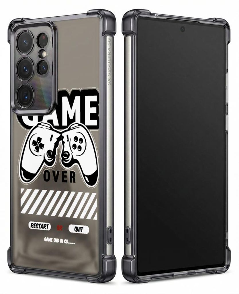 Personalisierte Hülle mit Bild für Samsung Galaxy S24 Elektroplattiert TPU Stoßdämpfer Handyhülle mit Game Over Controller-Design