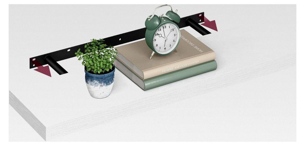 Wandregal, Schweberegal, Regalbrett, 20 x 80 x 3,8 cm, Wandboard für Bilderrahmen, Deko, Regal für Wohnzimmer, Arbeitszimmer, Küche, schneeweiß