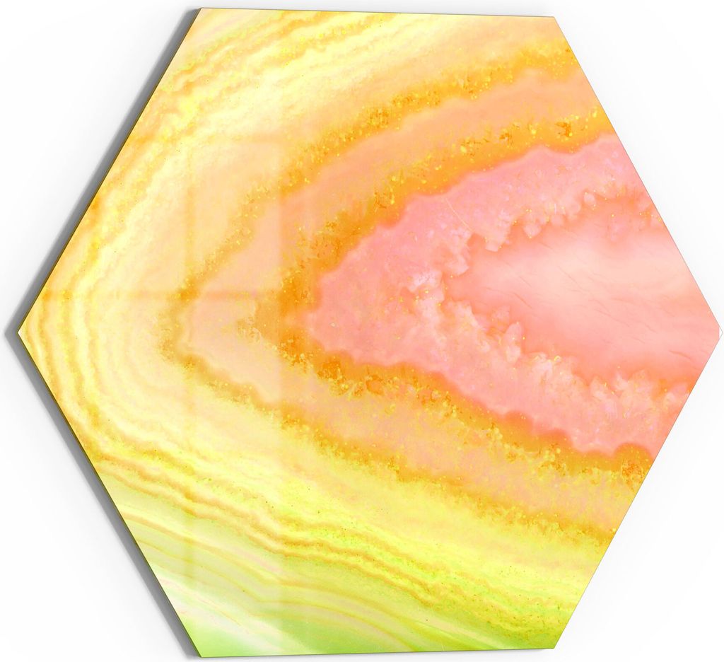 DEQORI Magnettafel Glas 40x35 cm 6-eckig 'Mineralien im Stein' beschreibbar Whiteboard