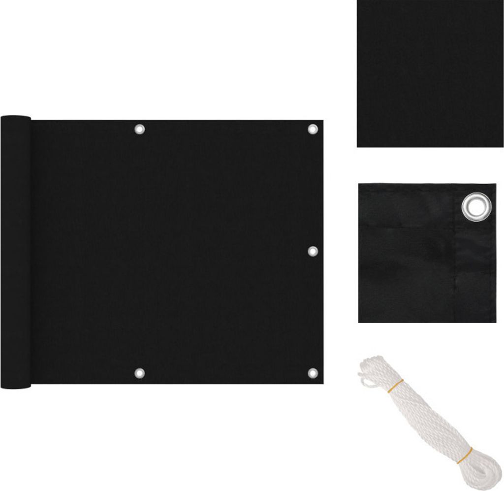 vidaXL Balkon-Sichtschutz Schwarz 75x300 cm Oxford-Gewebe - Sonnenschirme & Sonnenschutze