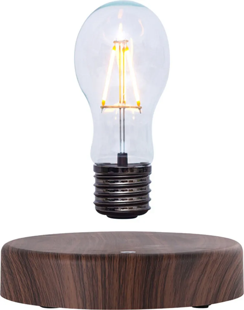 Lampe flottante rotative avec socle en bois pour déco de bureau unique