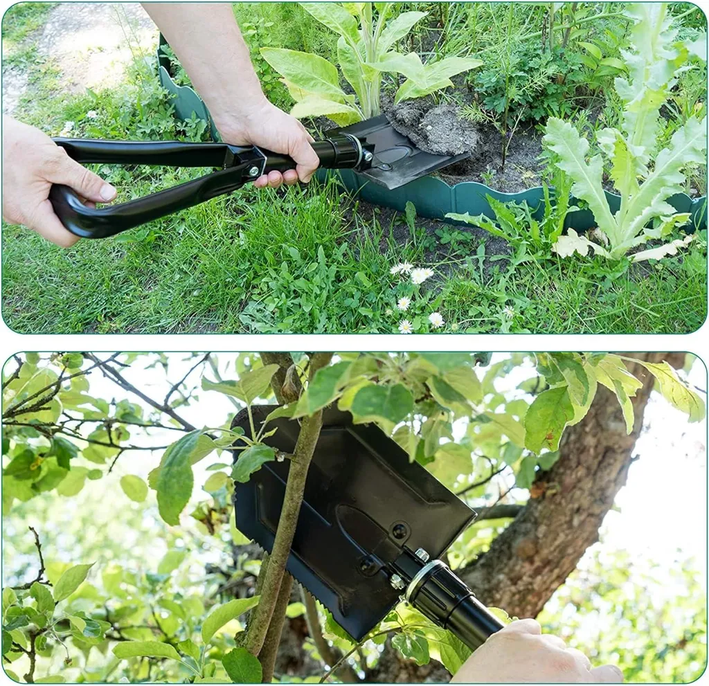 Pelle de survie pliable pour creuser et dégager en camping ou randonnée