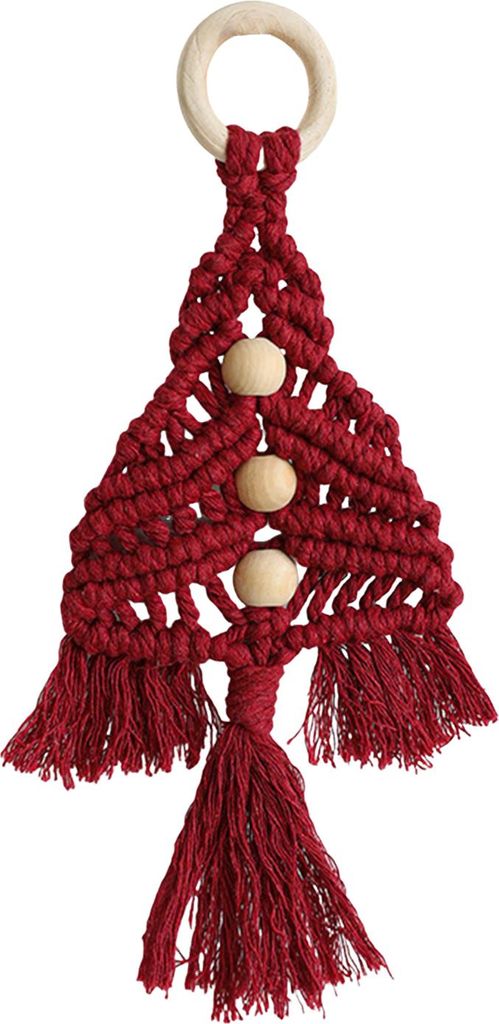 1 Stück Weihnachtsanhänger mit goldenen Glocken, buntes Seil, handgewebt, Weihnachtsbaumform, saisonaler Anhänger, Weihnachtsdekoration