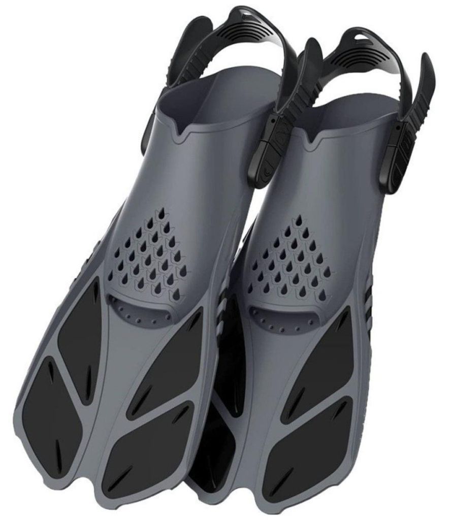 INF Verstellbare Schwimmflossen zum Tauchen und Schnorcheln - Größe S/M, 2er Set Schwarz
