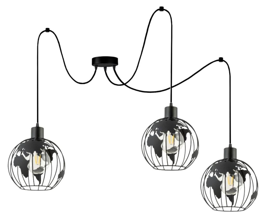 KAR-LIGHTING Pendelleuchte 3-flammig Schwarz, Metall für Esszimmer Wohnzimmer Küche – höhenverstellbar, E27-Fassungen