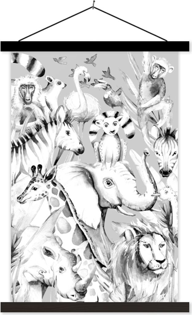 MuchoWow® Textilposter Wasserfarben - Tiere - Flamingo - Produktbild 