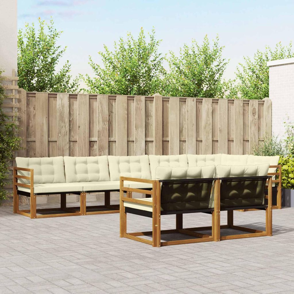 "Neues Produkt" Outdoor-Sofagarnitur ANTI-UV - CLORIS - mit Kissen - 8 pcs - Natur und Creme - Modern Gartensofas V842