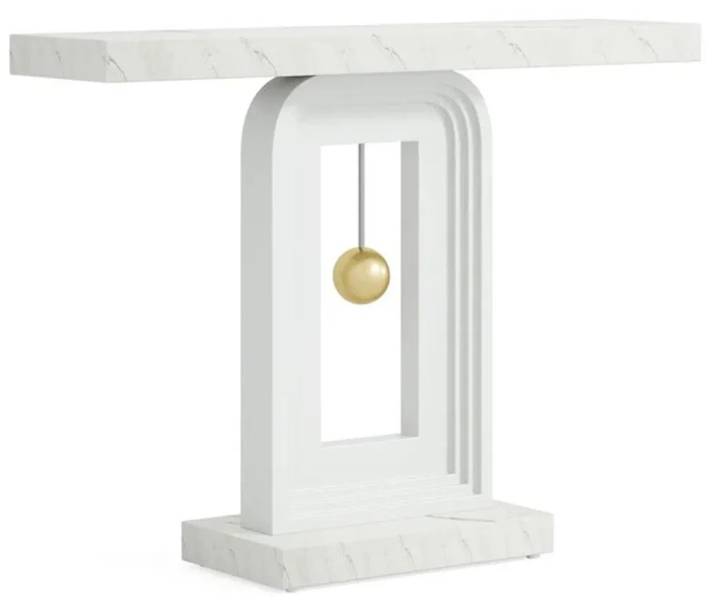 Table d'appoint gain de place pour petit appartement Console blanche 94cm