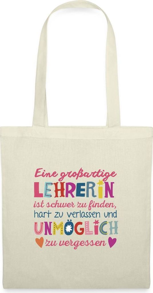 Spreadshirt Großartige Lehrerin Abschiedsgeschenk Stoffbeutel, One size, Natur