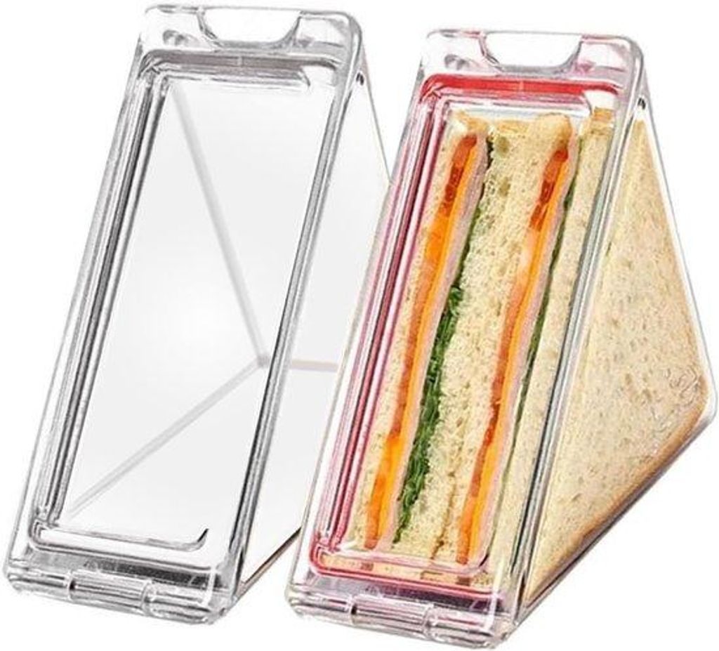 Drei-Seiten-Box für Sandwiches - Durchsichtig - 2er-Pack - Handliche Dreieckige Box - Leicht - Wetterfest - Perfekt für die Reise