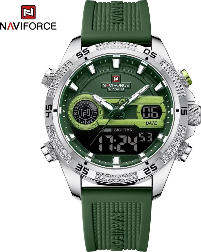 Orologio NAVIFORCE HE-38630 Verde/Argento: Sportivo e Funzionale KP38630