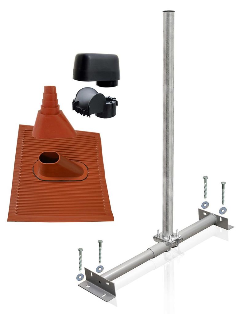 SkyRevolt Dachsparrenhalter Set 1m Mast 60mm Alu-Ziegel rot Produktbild 